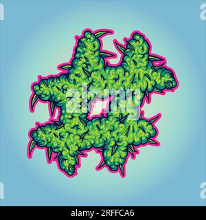 Creative clouds hashtag symbol weed smoke vector illustrations for your work logo, merchandise t-shirt, stickers and label designs, poster, greeting c Stock Vector