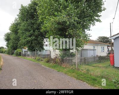 Leysdown, Kent, UK. 3rd Aug, 2023. Muswell Manor (also known as Mussel Manor) in Leysdown, Isle of Sheppey was the world's first aero club and is up for sale with a guide price of £850k for the clubhouse, or £1.8 million if purchased with the small holiday park that surrounds it. It's on the spot where JTC Moore Brabazon recorded the first UK powered flight and was visitied by the Wright Brothers, Short Brothers, CS Rolls and other notable early aviation pioneers. Sheppey is known as cradle of British Aviation. Credit: James Bell/Alamy Live News Stock Photo