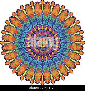 ector watercolor mandala. Decor for your design, lace ornament. Round pattern, oriental style Stock Vector