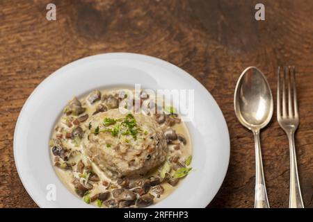 Bavarian Dumplings In Mushroom Sauce Stock Photo