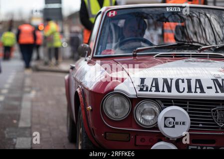 Lancia Fulvia Coupe in Marlboro Racing colours at the Monte Carlo Rallye Historique Stock Photo