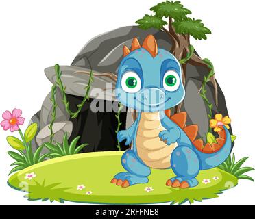 Dragon in front of the cave illustration Stock Vector Image & Art - Alamy