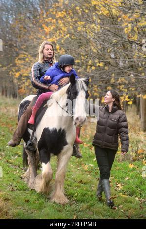 Rupert Isaacson who uses 'horse therapies' to help treat autistic children. Pictured at the Conquest Equestrian Centre near Taunton where he teaches t Stock Photo