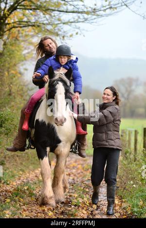 Rupert Isaacson who uses 'horse therapies' to help treat autistic children. Pictured at the Conquest Equestrian Centre near Taunton where he teaches t Stock Photo