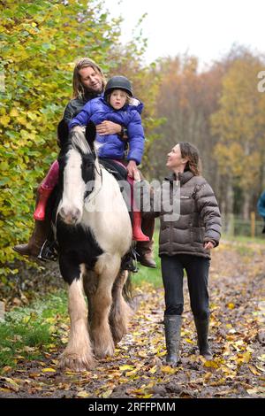 Rupert Isaacson who uses 'horse therapies' to help treat autistic children. Pictured at the Conquest Equestrian Centre near Taunton where he teaches t Stock Photo