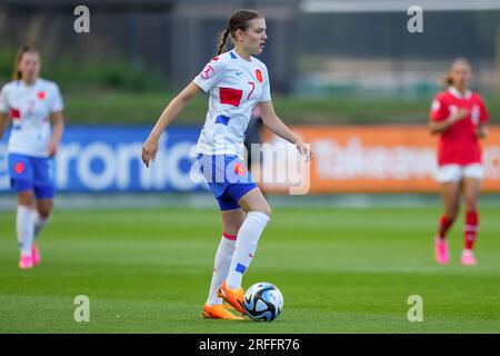 TUBIZE, BELGIUM - JULY 21: Lotte Keukelaar of Netherlands U19 during the UEFA Women's European Under-19 Championship 2022/23 Group A  match between Austria and Netherlands at RBFA Academy Stadium on July 21, 2023 in Tubize, Belgium. (Photo by Orange Pictures) Stock Photo