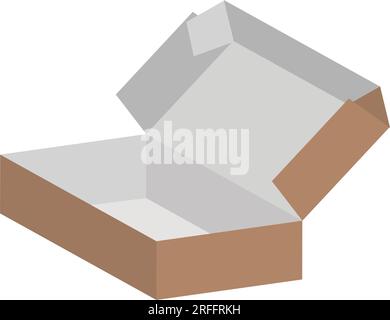 Cardboard box mockup isolated on white background. Shipping box layout, vector illustration design Stock Vector
