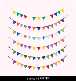 Carnival Garland With Flags. Festive Multicolored Buntings For Birthday, Party And Holiday Decoration Stock Vector