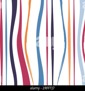 Retro Irregular Wavy Striped Pattern. 70s Style Summer Wavy Stripes Stock Vector