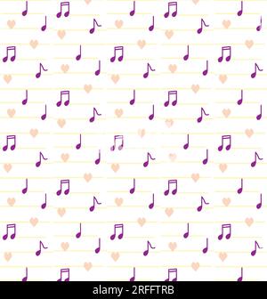 Music Notes And Heart Pattern Background Stock Vector