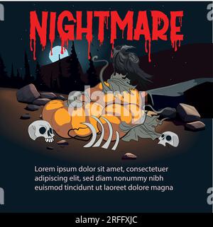 Halloween vertical background with pumpkin, haunted house and full moon. Flyer or invitation template for Halloween party. Vector illustration. Stock Vector