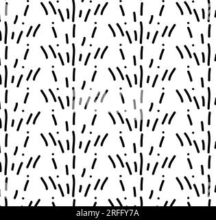 Minimal Random Dash Line Pattern. Black And White Abstract Geometric Texture Background Stock Vector