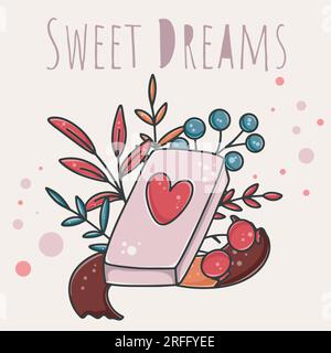 cute hand drawn lettering cartoon sweet dreams vector card with moon and  stars Stock Vector Image & Art - Alamy