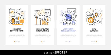 Industry and resources - line design style banners set Stock Vector