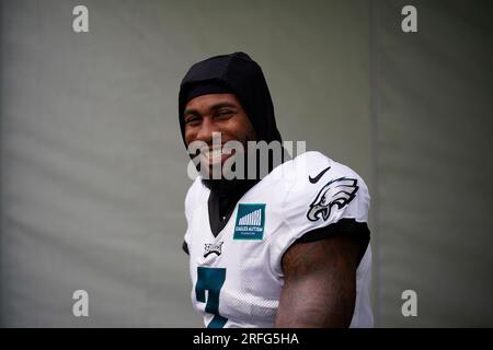 Philadelphia Eagles' Haason Reddick walks to the field during the NFL  football team's training camp, Thursday, Aug. 3, 2023, in Philadelphia. (AP  Photo/Matt Slocum Stock Photo - Alamy