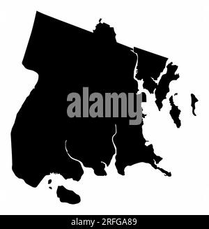 The Bronx map silhouette isolated on white background, New York City Stock Vector