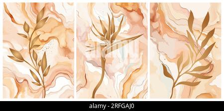 Abstract trendy universal art marble vector set. Stock Vector