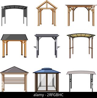 pergola patio set cartoon vector illustration Stock Vector