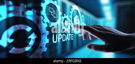 Update System Upgrade Software version technology concept on virtual screen. Stock Photo