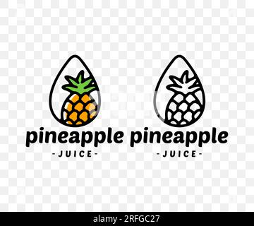 Pineapple, ananas, pineapple juice, pineapple in a drop, graphic design. Fruit, pine, drink, food and beverage, juicy and drinking, vector design Stock Vector