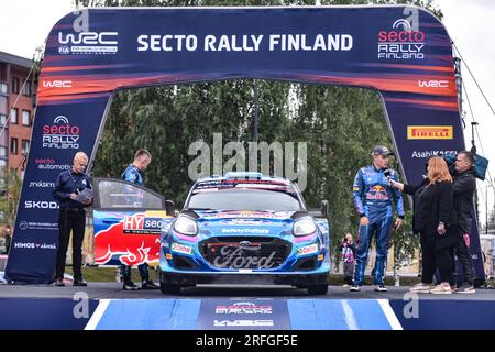 Ott Tanak (Est) Martin Jarveoja (Est) Of Team M-Sport Ford World Rally Team, Ford Puma Rally1 Hybrid, During, Ceremonial Start, Jyvaskyla, 2023, 02 Aug 2023, In Jyvaskyla, Finland Stock Photo