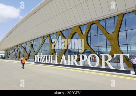 Passengers arriving at Fuzuli International Airport, Fuzuli, Azerbaijan, the airport was opened in 2021 by Turkish and Azerbaijan Presidents Stock Photo