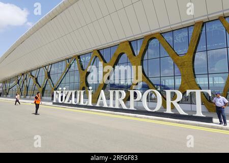 Passengers arriving at Fuzuli International Airport, Fuzuli, Azerbaijan, the airport was opened in 2021 by Turkish and Azerbaijan Presidents Stock Photo