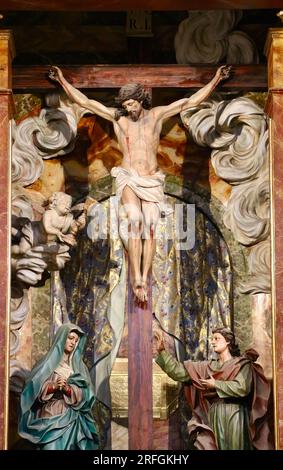 Statue in a side chapel Saint Martin Church Capilla del Cristo de la Paciencia Monastery of San Martiño Pinario Santiago de Compostela Galicia Spain Stock Photo