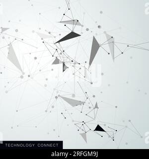 Grey graphic background dots with connections your design. Vector illustration Stock Vector