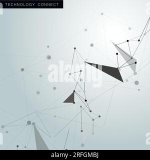 Grey graphic background dots with connections your design. Vector illustration Stock Vector