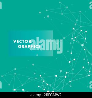 White lines dots connect. Abstract futuristic network. Vector illustration Stock Vector