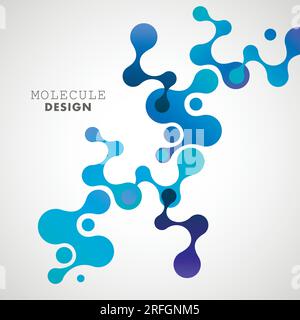 Abstract volumetric blue molecules white background. Vector logo design ...
