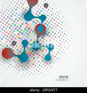 Abstract volumetric blue molecules white background. Vector logo design ...