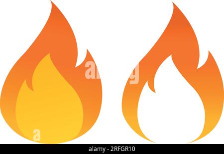 Flame icon. Fire, bonfire, burning emblem in flat design. Vector art Stock Vector