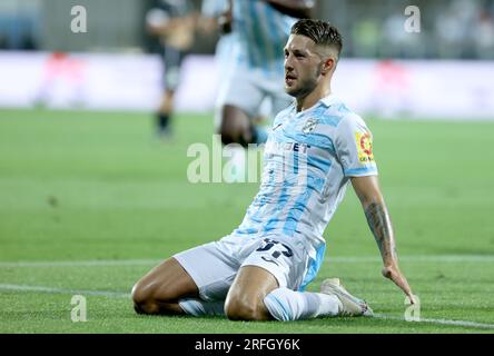 Rijeka, Croatia. 30th Aug, 2023. Players of HNK Rijeka during the training  session at HNK Rijeka Stadium in Rijeka, Croatia, on August 30, 2023. ahead  of the UEFA Conference League playoff 2nd