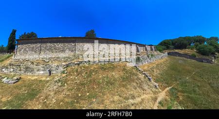 Apollonia was Greek colony founded in the 7th century BC on a hilltop overlooking the Adriatic Sea. It was an important trading center and cultural Stock Photo