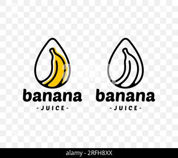 Banana, banana juice, banana in a drop, graphic design. Fruit, drink, food, beverage, juicy and drinking, vector design and illustration Stock Vector