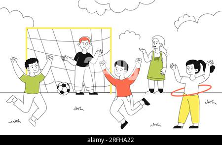 Buy Happy Cartoon Doodle Kids Going in for Sport Clipart Online in India -  Etsy