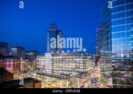 Shudehill Interchange is a transport hub between Manchester Victoria station and the Northern Quarter in Manchester city centre, England Stock Photo