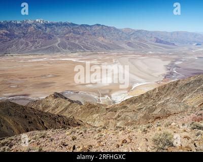 Badwater Basin, Telescope Peak from Dante’s View in Death Valley National Park, California, USA. Stock Photo
