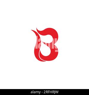 letter lb simple curves red logo vector Stock Vector
