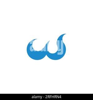 letter w curves blue waves simple logo vector Stock Vector