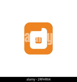 letter d square orange cute logo vector Stock Vector