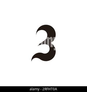 number 3 letter b simple curves geometric logo vector Stock Vector