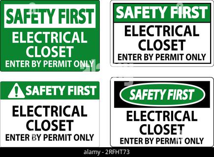 Safety First Sign Electrical Closet - Enter By Permit Only Stock Vector