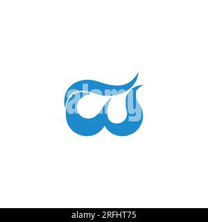letter cw curves blue wavy symbol logo vector Stock Vector