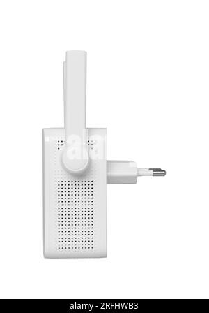 New modern Wi-Fi repeater on light gray background Stock Photo