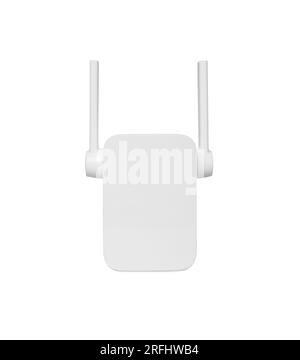 New modern Wi-Fi repeater on light gray background Stock Photo