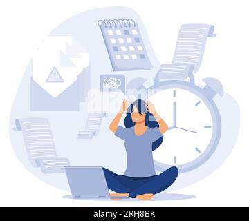 Project lifecycle concept, Project initiation and closure, deadline, documentation, business analysis, stakeholder approval, work time, flat vector mo Stock Vector