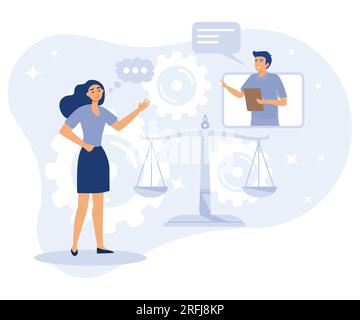 Legal outsourcing concept, Litigation support, attorney assistant, forensic accounting, law firm, affidavit, flat vector modern illustration Stock Vector